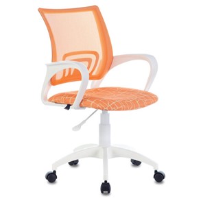 Кресло офисное Brabix Fly MG-396W (с подлокотниками, пластик белый, сетка, оранжевое с рисунком "Giraffe") 532402 в Брянске