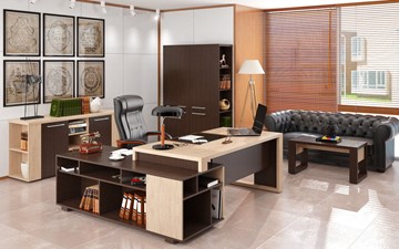 Кабинет руководителя ALTO с высоким шкафом для одежды, низким для документов и журнальным столиком в Брянске