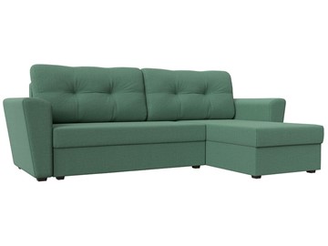 Угловой диван с оттоманкой Амстердам Лайт, Амур зеленый (рогожка) в Брянске
