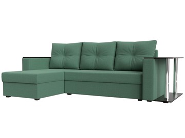 Угловой диван с оттоманкой Атланта Лайт, Амур зеленый (микровельвет) в Брянске
