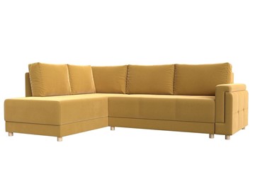 Угловой раскладной диван Лига-024, Желтый (Микровельвет) в Брянске