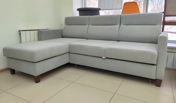 Угловой диван с оттоманкой Марсель Luma 13 серый велюр в Брянске