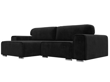 Угловой диван с оттоманкой Лига-029, Черный (Велюр) в Брянске