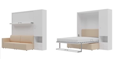 Подъемная кровать Кровать-трансформер Smart (КД 1400+ШП), шкаф правый, левый подлокотник в Брянске