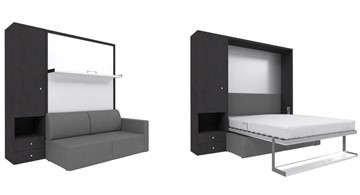 Шкаф-кровать трансформер Кровать-трансформер Smart (ШЛ+КД 1400), шкаф левый, правый подлокотник в Брянске