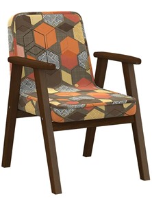 Кресло Ретро ткань геометрия коричневый, каркас орех в Брянске