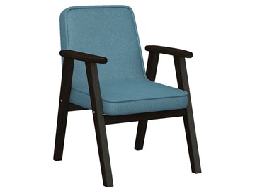 Кресло мягкое Ретро ткань голубой, каркас венге в Брянске