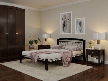 Кровать спальная Муза 4 Лайт, 1600, черный/шоколад в Брянске