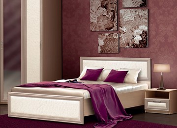 Двуспальная кровать Камелия, 1600, шимо светлый/белый кожзам в Брянске
