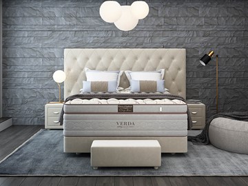 Кровать в спальню Luxe/Podium M 160х200, Флок (Велсофт Бежевый) в Брянске