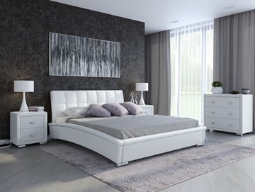 Кровать в спальню Орматек Corso-1L 180х200, Экокожа (Белый) в Брянске