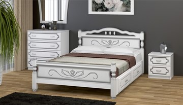 Кровать с выкатными ящиками Карина-5 (Белый Жемчуг) 160х200 в Брянске