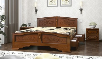 Кровать с выкатными ящиками Елена (Орех) 140х200 в Брянске