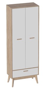 Детский шкаф 2-дверный Мебельград Калгари, Дуб натуральный светлый/Белый в Брянске