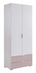 Шкаф двухдверный с ящиками Зефир 108.01 (белое дерево/пудра розовая (эмаль)) в Брянске
