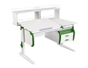 Детский стол-трансформер 1/75-40 (СУТ.25) + Polka_zz 1/600 (2 шт.) + Tumba 3  белый/белый/Зеленый в Брянске