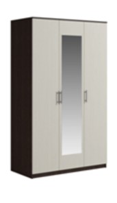Шкаф 3 двери Светлана, с зеркалом, венге/дуб молочный в Брянске