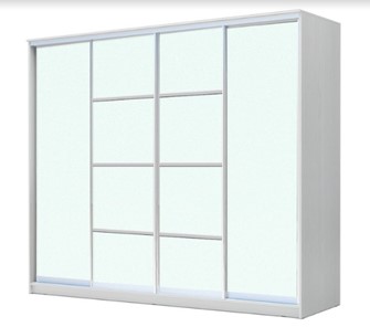 Шкаф 4-х дверный ХИТ 22-4-24/2-8888, с матовым стеклом, разделительные планки х2, Белый в Брянске