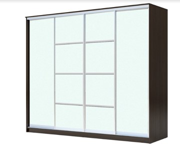 Шкаф 4-х дверный ХИТ 23-24/2-8888, с матовым стеклом, разделительные планки х2, Венге в Брянске