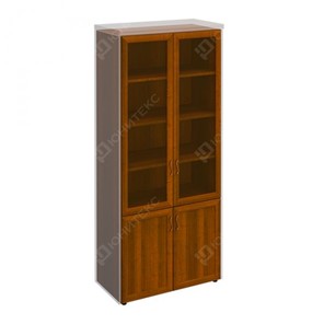 Шкаф для документов со стеклянными дверьми в рамке Мастер, темный орех (90х45х208) МТ 379 в Брянске