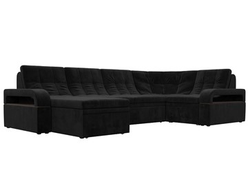 П-образный диван Лига-035, Черный (велюр) в Брянске