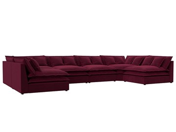 Большой П-образный диван Лига-040, Бордовый (микровельвет) в Брянске