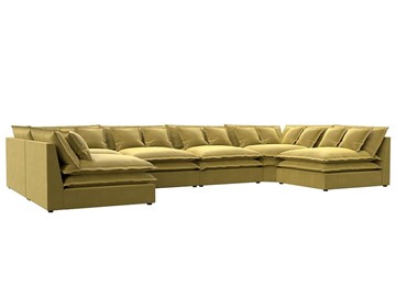 Большой П-образный диван Лига-040, Желтый (микровельвет) в Брянске