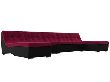 П-образный диван Монреаль, Бордовый\Черный (Микровельвет\Экокожа) в Брянске
