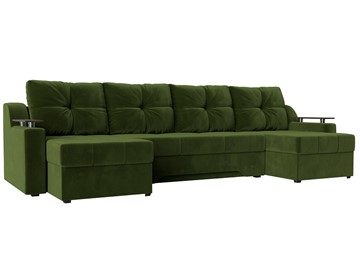 Большой П-образный диван Сенатор, Зеленый (Микровельвет) боннель в Брянске