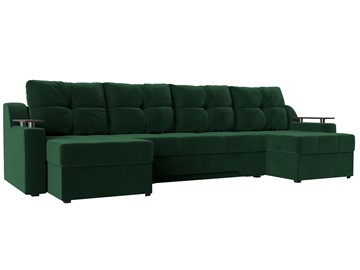 Большой П-образный диван Сенатор, Зеленый (Велюр) боннель в Брянске