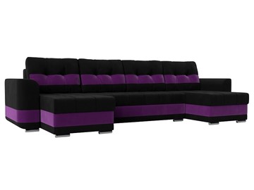 П-образный диван Честер, Черный/фиолетовый (вельвет) в Брянске