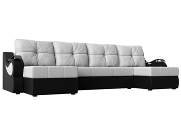 П-образный диван Меркурий П, Белый/черный (экокожа) в Брянске