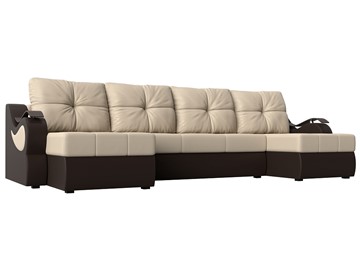 П-образный диван Меркурий П, Бежевый/коричневый (экокожа) в Брянске