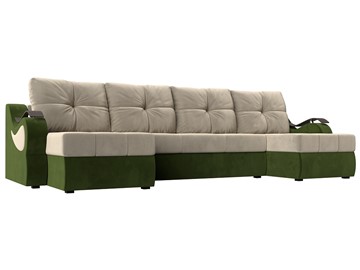 П-образный диван Меркурий П, Бежевый/зеленый (вельвет) в Брянске