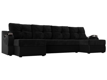 П-образный диван Меркурий П, Черный\Черный (Велюр\Экокожа) в Брянске