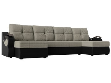 П-образный диван Меркурий П, Корфу 02 (рогожка)/черный (экокожа) в Брянске