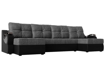 П-образный диван Меркурий П, Серый/черный (рогожка/экокожа) в Брянске