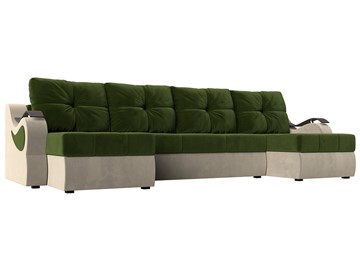 П-образный диван Меркурий П, Зеленый/бежевый (вельвет) в Брянске