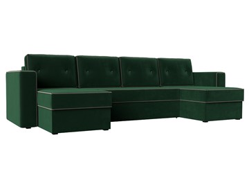 П-образный диван Принстон, Зеленый\Коричневый (Велюр) боннель в Брянске
