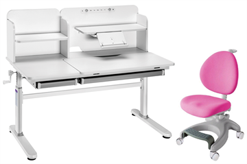 Комплект парта + кресло Iris II Grey + Cielo Pink + чехол для кресла в подарок в Брянске
