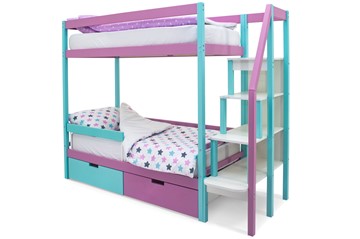 Двухэтажная детская кровать Svogen мятный-лаванда в Брянске