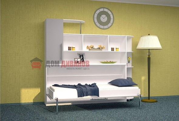 Детская кровать-шкаф Горизонтальная в серых тонах, Белый шагрень/Алюминий (900х2000) в Брянске - изображение
