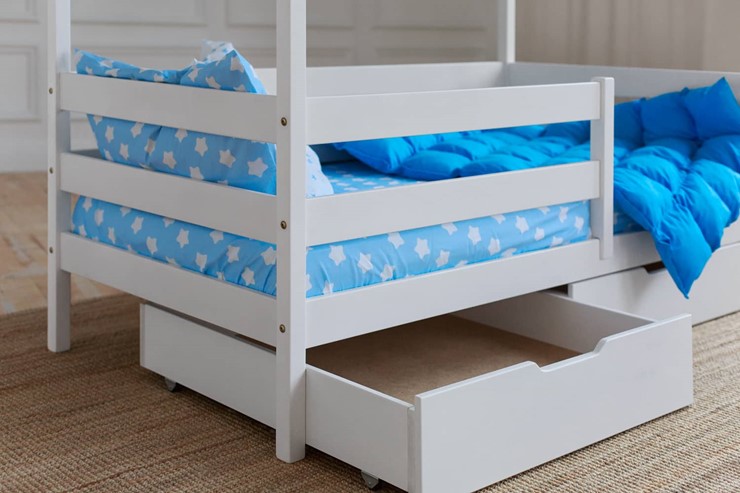 Двухэтажная детская кровать Домик с ящиками, цвет белый в Брянске - изображение 3