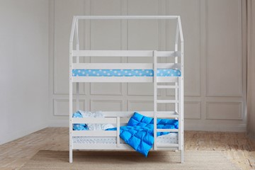 Детская двухъярусная кровать Домик, цвет белый в Брянске