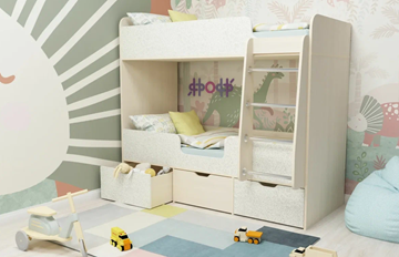 Детская 2-этажная кровать Малыш двойняшка 70х160, корпус Дуб молочный, фасад Фейритейл в Брянске