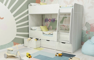 Детская 2-этажная кровать Малыш двойняшка 70х160, корпус Винтерберг, фасад Фейритейл в Брянске - предосмотр