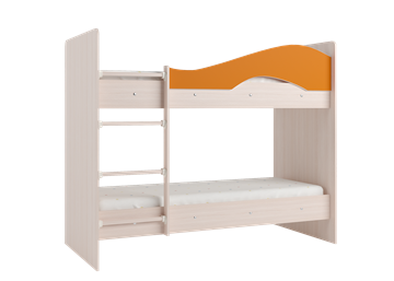 Двухъярусная детская кровать Мая с 2 ящиками на щитах, корпус Млечный дуб, фасад Оранжевый в Брянске - предосмотр 2