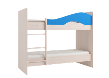 Кровать 2-ярусная Мая с 2 ящиками на щитах, корпус Млечный дуб, фасад Синий в Брянске - предосмотр 2