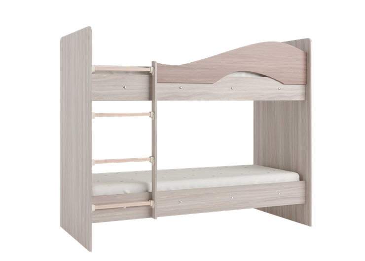 Детская двухъярусная кровать Мая с 2 ящиками на щитах, корпус Шимо светлый, фасад Шимо темный в Брянске - изображение 2