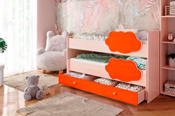 Двухэтажная кровать Соник 1.6 с ящиком, Оранжевый в Брянске